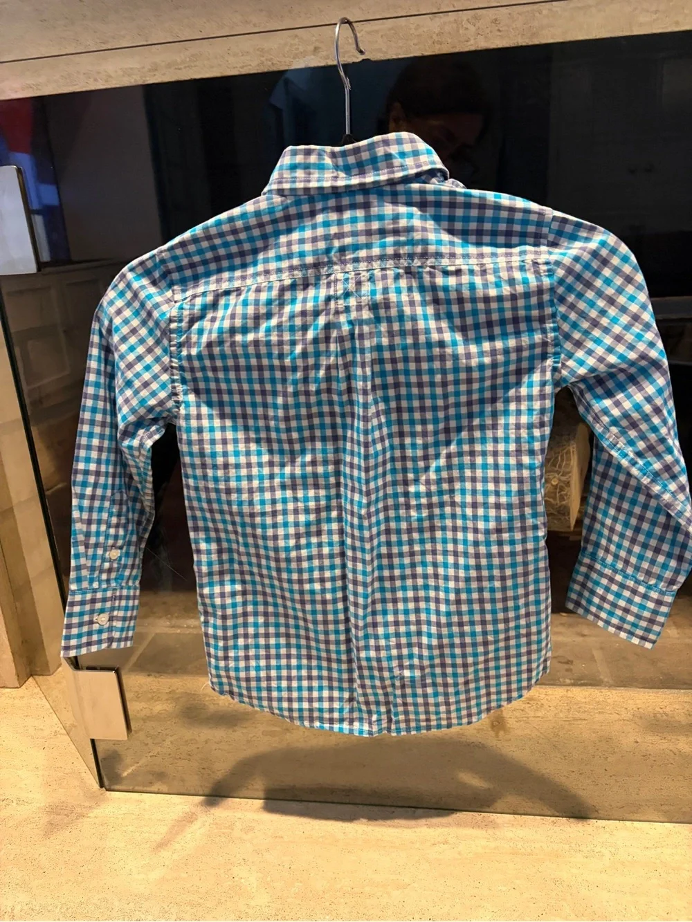 Crew Cuts Teal & White Plaid Button-Down Shirt